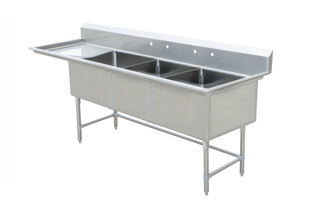 Triumph 59" 3-Tub Stainless Steel Sink - CDS3C182114-318