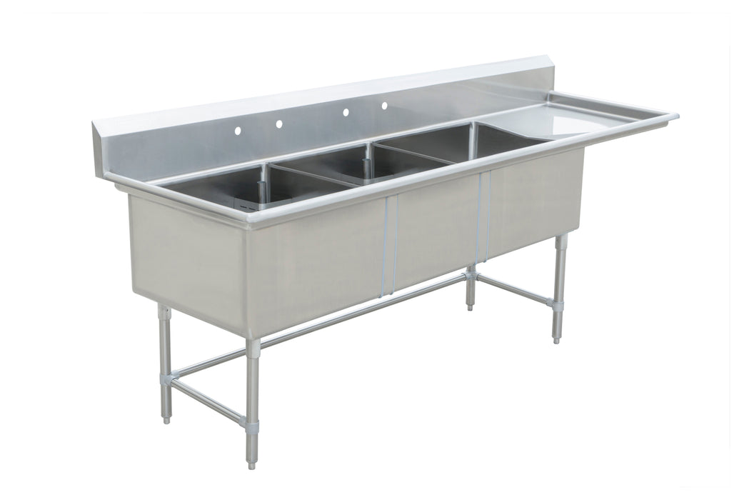 Triumph 75" 3-Tub Stainless Steel Sink - CDS3C182114-18L-318