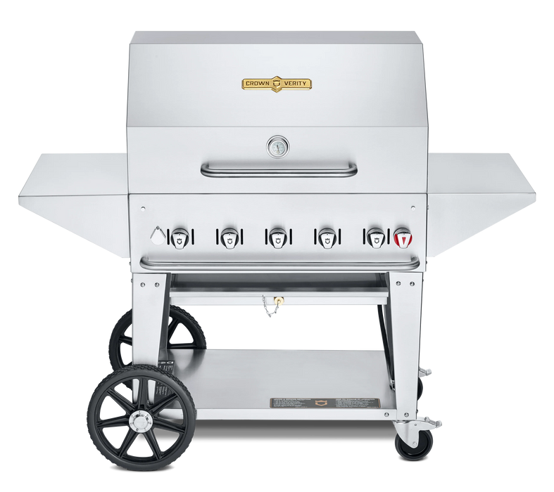 Crown Verity 36" Mobile Grill + Roll Dome & 2 Adjustable Bun Racks - CV-MCB-36PRO