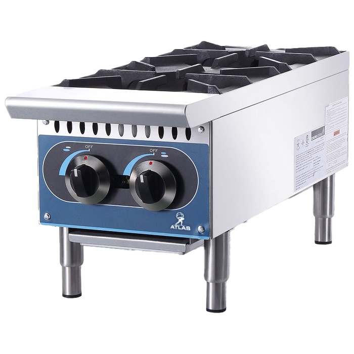 Atlas 12" 50,000BTU Two-Burner Countertop Gas Hotplate - CP-HP12-M