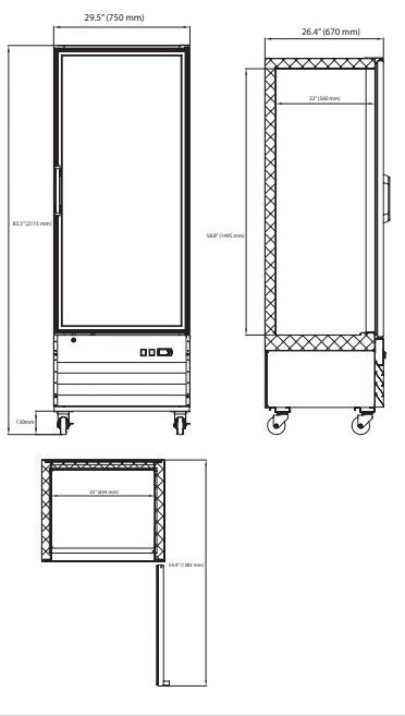 Koldline Glass Door Merchandising Reach-In Refrigerator - Single Door Cooler