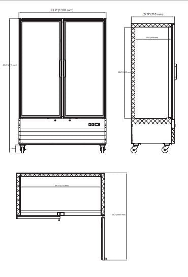 Koldline Glass Door Merchandising Reach-In Refrigerator - Double Door Cooler