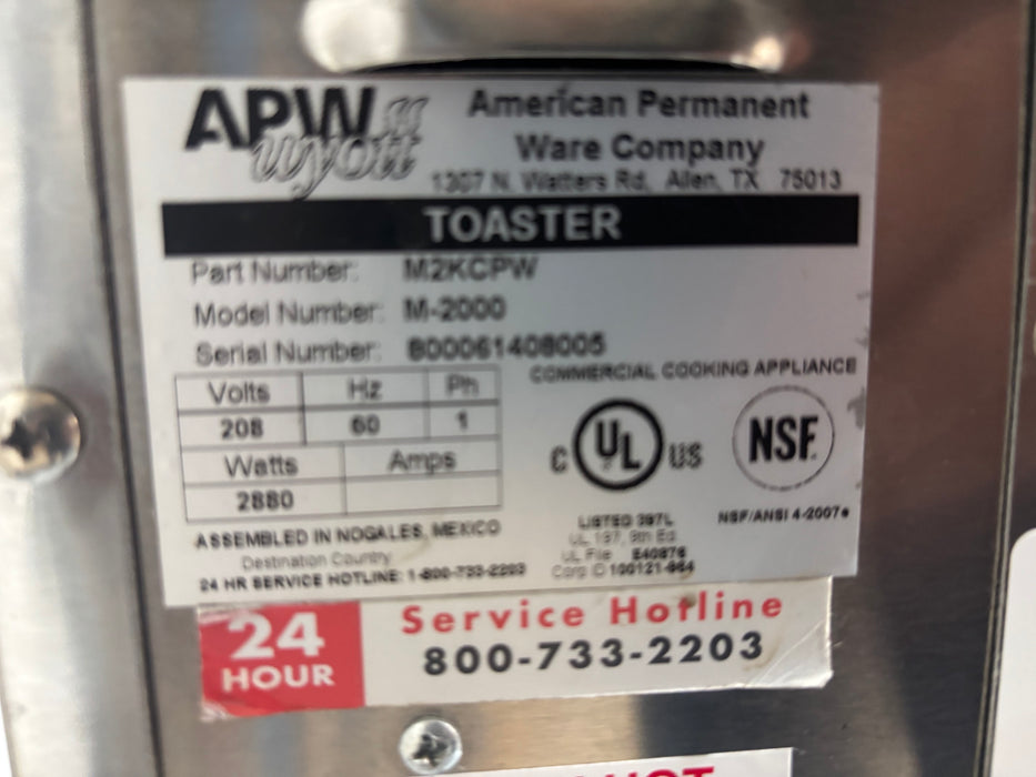 APW Bun Grill Toaster-M-2000