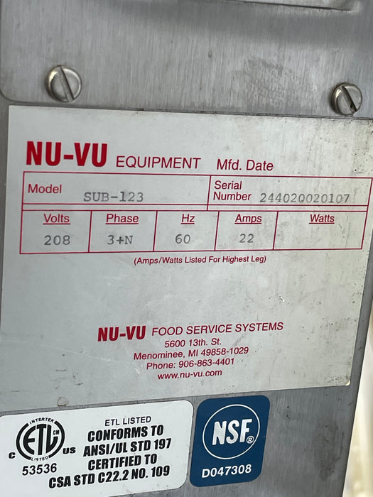 Used NU-VU Sub-123-Oven/Proofer