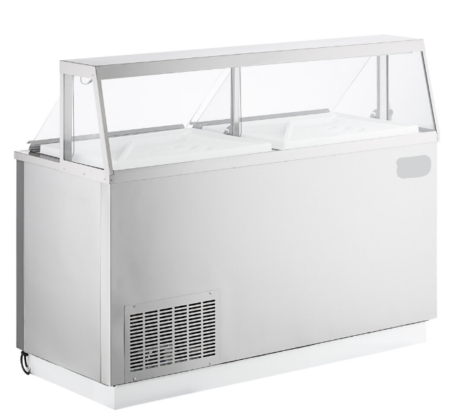 67" Koldline 12-Tub Deluxe Ice Cream Dipping Cabinet With Sneeze Guard - KDIP-12