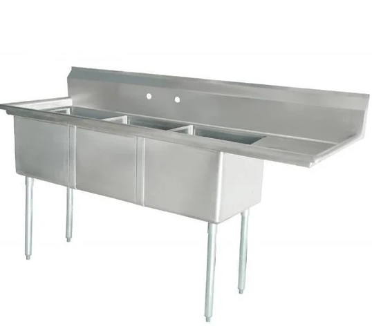 Triumph 75" 3-Tub Stainless Steel Sink - CDS3C182114-18R-318