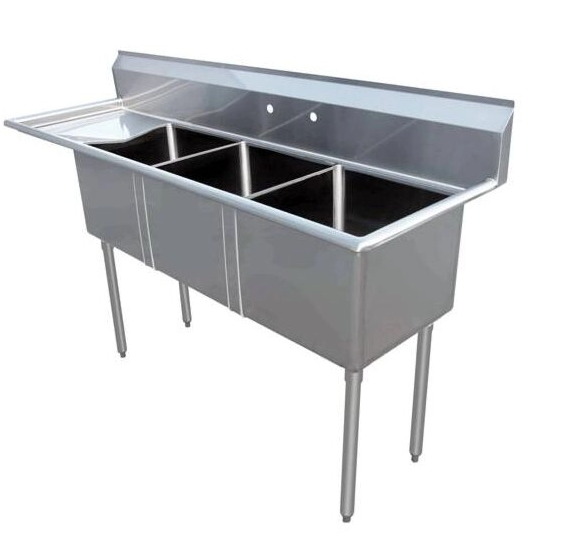 Triumph 75" 3-Tub Stainless Steel Sink - CDS3C182114-18L-318