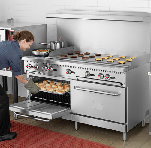 Canadian Range Gas 2 Burner 60" Range with 48" Thermostat Griddle and 2 Standard Ovens - 200,000 BTU