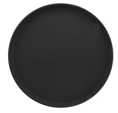 Round Nonskid Black Polypropylene Serving Tray -18"