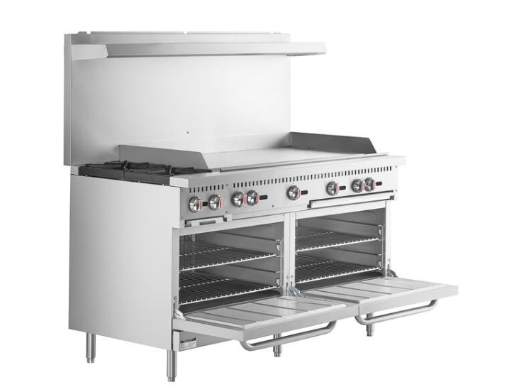 Canadian Range Gas 2 Burner 60" Range with 48" Thermostat Griddle and 2 Standard Ovens - 200,000 BTU