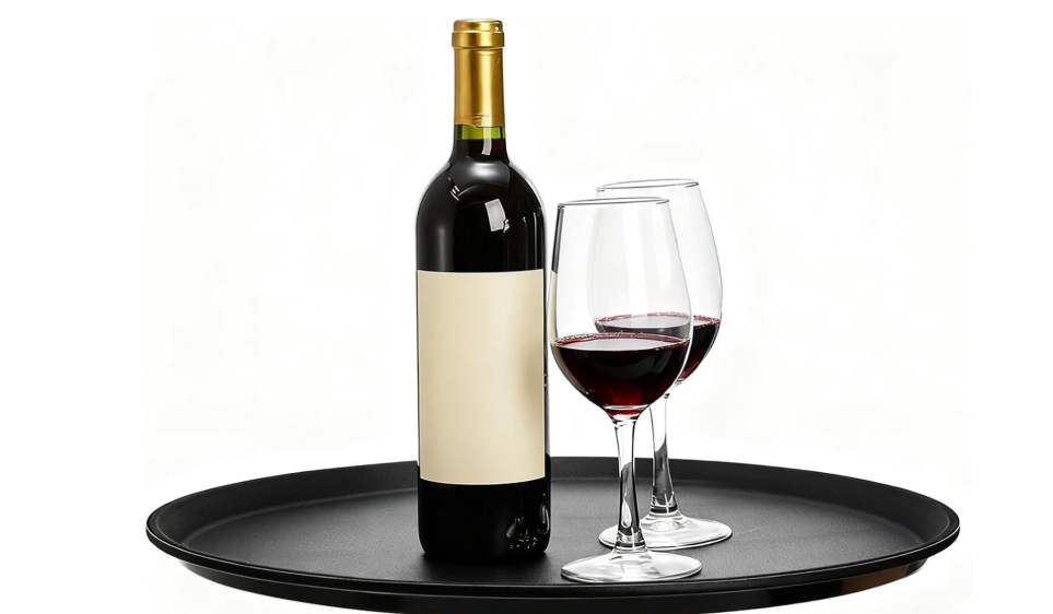 Round Nonskid Black Polypropylene Serving Tray -18"