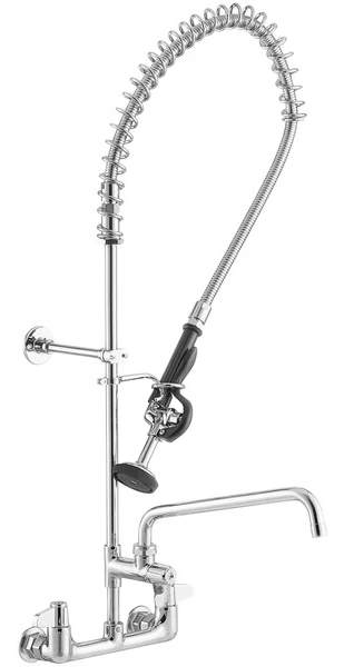 Triumph 8" Pre-Rinse Mixing Faucet with 12″ Add-On Faucet 44" Hose 6" Wall Bracket - 5PR-8W12