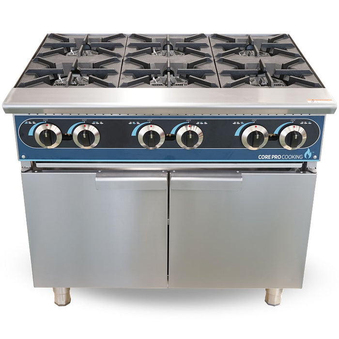 Cooking Pro - 36" 6 Burner Upright Gas Hotplate, With Doors - 150,000BTU