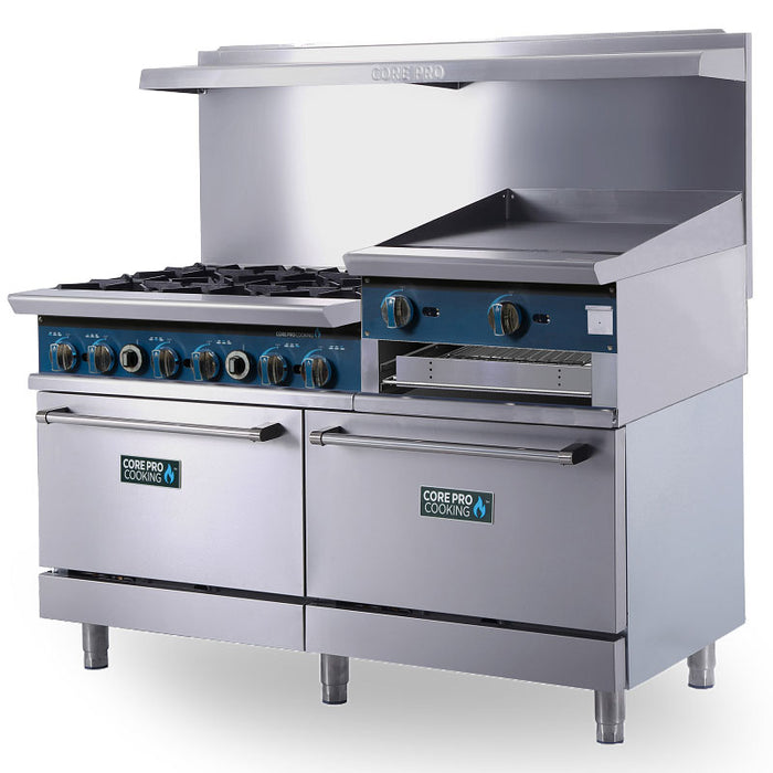 Atlas 60" 240,000BTU Six-Burner Gas Range With 24" Griddle - CP-R60-MG-CM