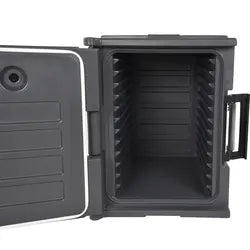 Double Wall Dark Grey Insulated Food Carrier Hot Food Transport Cart