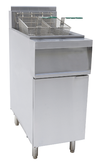 Canadian Range 50lb - Stainless Open "V" Pot Fryer With Cold Zone - 122,000 BTU